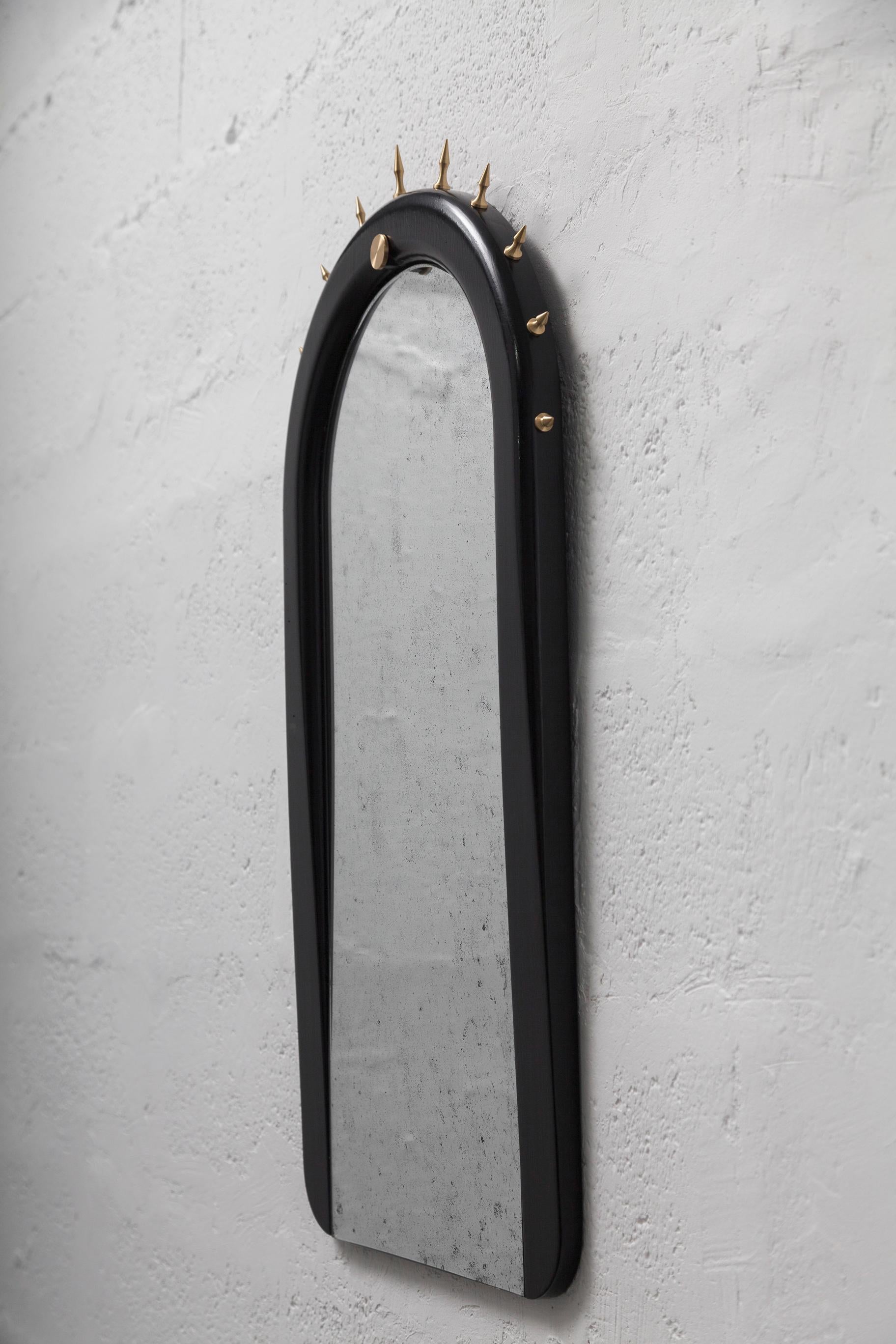 Ecuadorean SITIERA_01 Wall Mirror in Solid Wood, Bronze and Aged Mirror by ANDEAN, In Stock For Sale