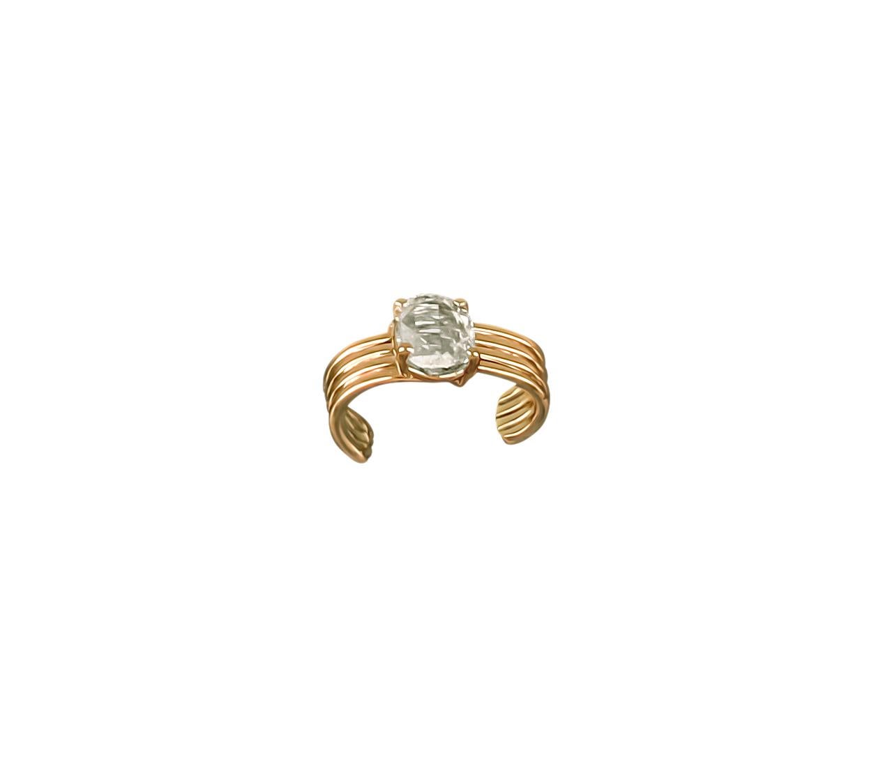 Art déco Amwaj Manchette en or rose 18 carats avec diamants taille ovale en vente