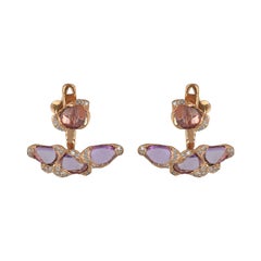 Amwaj 18 Karat Rose Gold Earrings with 3.79 Carat Pink Sapphires