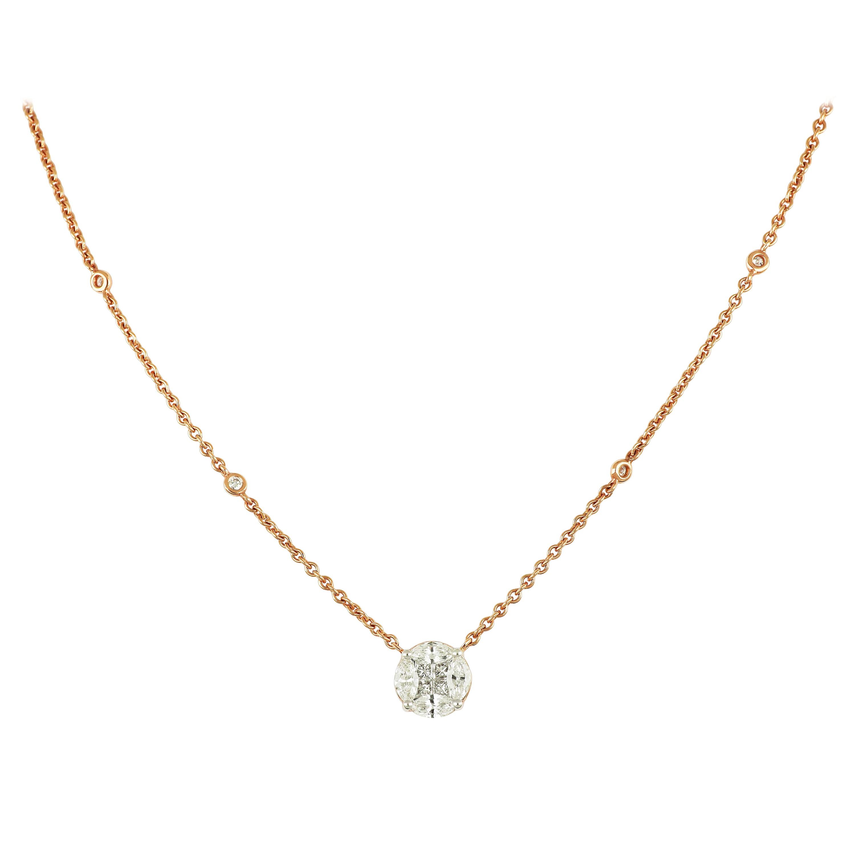 Amwaj 18 Karat Rose Gold Pendant with Multi-Cut Diamonds