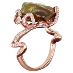 Amwaj 18 Karat Rose Gold Ring with Sapphire and Diamonds