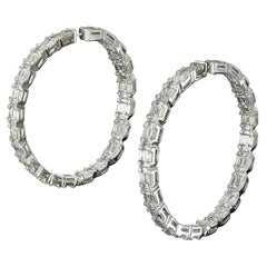 Amwaj 18 Karat White Gold and Diamond Hoop Earrings