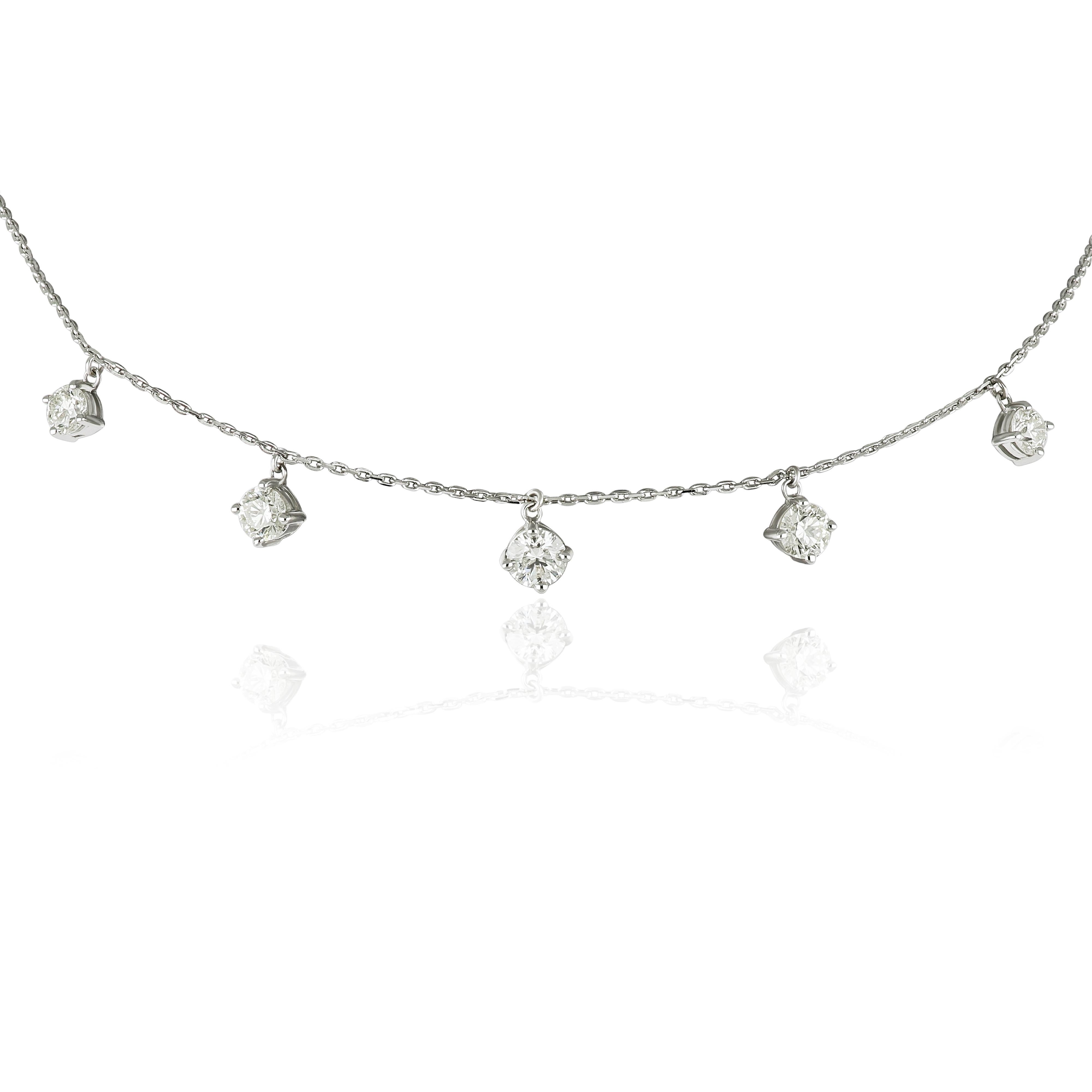 Amwaj 18 Karat Weißgold und runde Diamanten Choker (Rundschliff) im Angebot