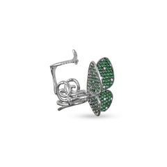 Amwaj 18-Karat White Gold Butterfly Ring with Green Sapphires and Diamonds