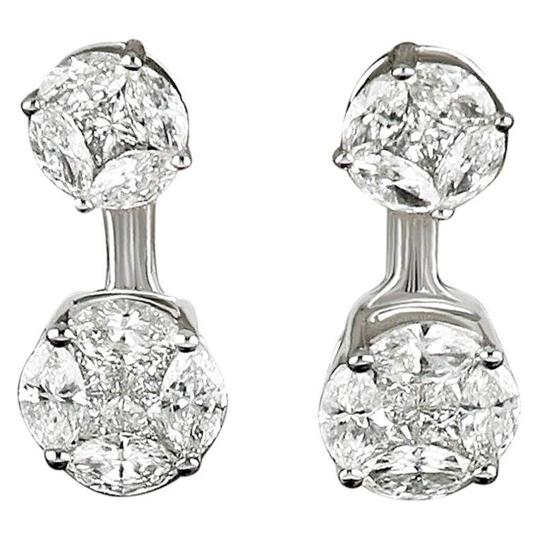 Amwaj Boucles d'oreilles en or blanc 18 carats avec diamants en vente