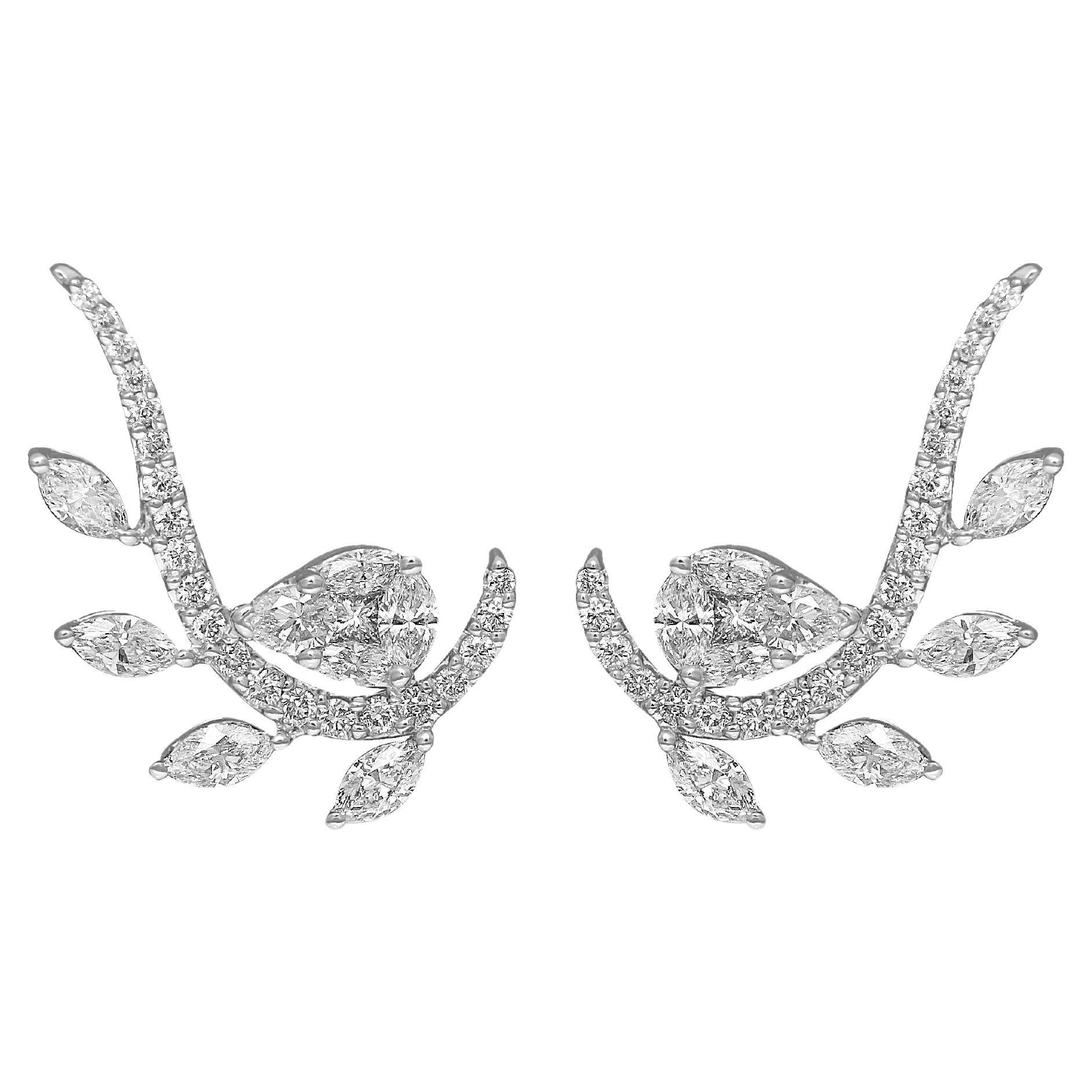 Amwaj Ohrringe aus 18 Karat Weißgold mit Diamanten