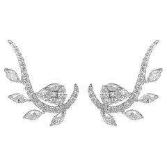 Amwaj Boucles d'oreilles en or blanc 18 carats avec diamants