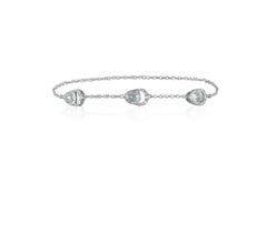 Amwaj 18 Karat White Gold Palm Tree 3 Drops Bracelet with White Diamond