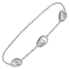 Amwaj Bracciale a 3 gocce con palma d'oro bianco 18 carati e diamante bianco