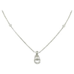 Amwaj 18 Karat White Gold Pendant with 0.66 Carat Rose Cut Diamond