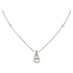 Amwaj 18 Karat White Gold Pendant with 0.66 Carat Rose Cut Diamond