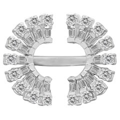 Amwaj 18 Karat White Gold Ring, Eclipse with Baguette and Round Cut Diamonds