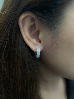 Amwaj 18 Karat White Gold with Diamonds Diamond Hoop Earrings