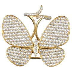 Amwaj 18 Karat Yellow Gold Butterfly Ring with Rose Cut Diamonds