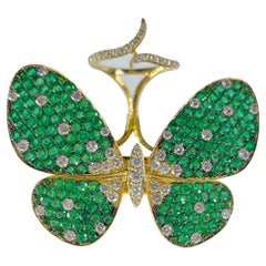 Anillo Mariposa Amwaj de Oro Amarillo de 18 Kilates con Zafiros y Diamantes