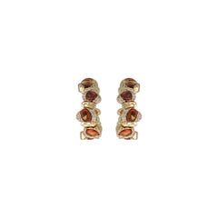 Amwaj 18 Karat Yellow Gold Earrings with Orange Sapphires