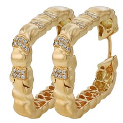 Amwaj 18 Karat Yellow Gold Square Earrings with Diamonds