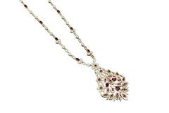 Amwaj 18 Karat Rose Gold Necklace with Diamonds and Ruby