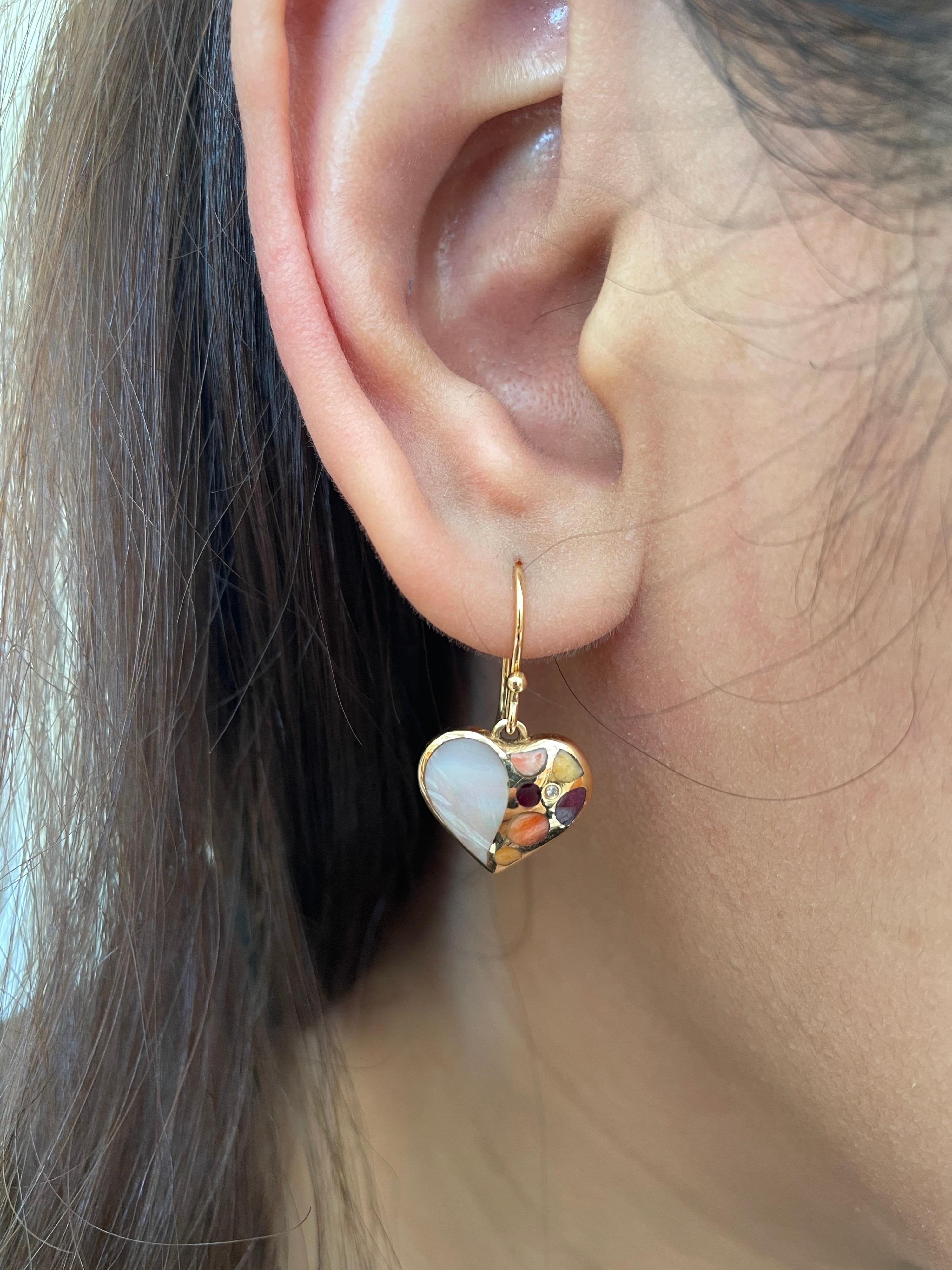 Contemporary Amwaj Jewellery 18 Karat Rose Gold Heart Shape Earrings For Sale