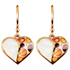 Amwaj Jewellery Boucles d'oreilles en forme de cœur en or rose 18 carats