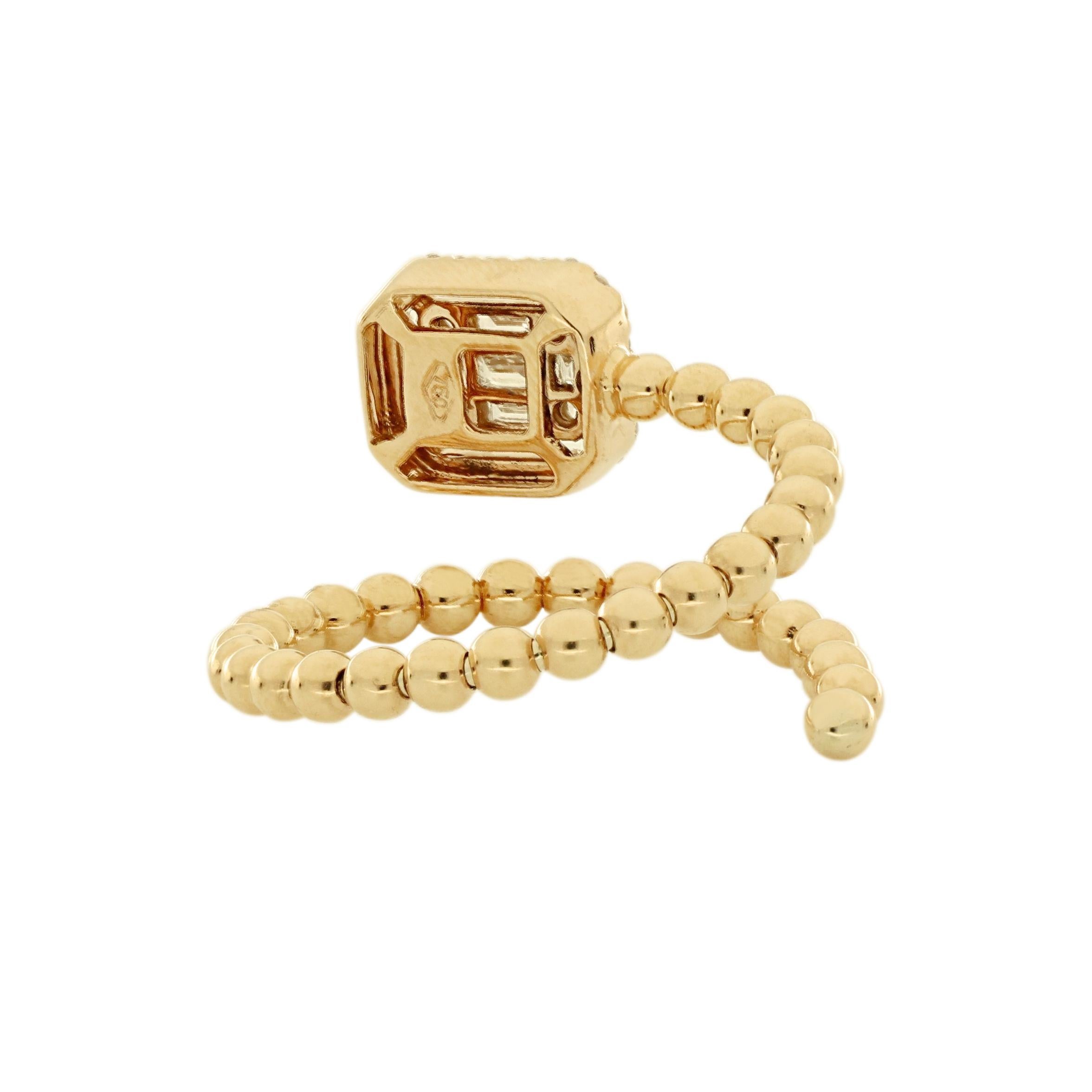 Art Deco Amwaj Jewellery 18 Karat Rose Gold Ring with White Diamond For Sale