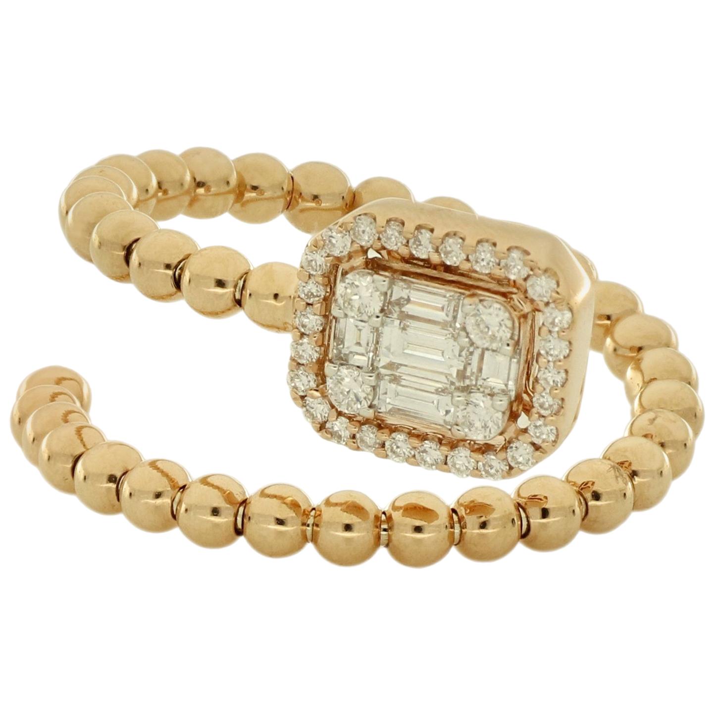 Amwaj Jewellery Bague en or rose 18 carats avec diamants blancs