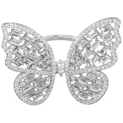 Amwaj Jewellery 18 Karat White Gold Butterfly Diamond Ring