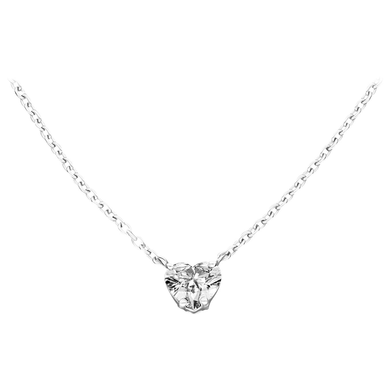 Amwaj Jewellery Pendentif en or blanc 18 carats avec diamants en forme de cœur