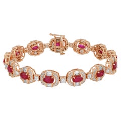 Amwaj Jewellery 18K Rose Gold Bracelet with Round, Baguette and Princess Diamond