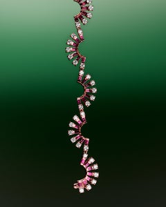 Amwaj Jewellery 18K Rose Gold Bracelet with Rhodolite and Round Cut Diamonds .