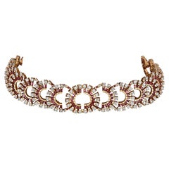 Amwaj Jewellery 18K Rose Gold Choker with Ruby and Round Cut Diamonds .