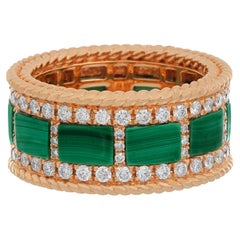 Amwaj Jewellery Bague en or rose 18 carats avec malachite et diamants brillants