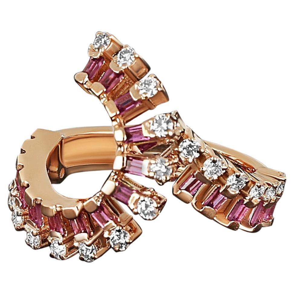 Anillo Amwaj Jewellery de oro rosa de 18 quilates con rodolita y diamantes de talla redonda .