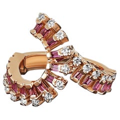 Amwaj Jewellery Bague en or rose 18 carats avec rhodolite et diamants de taille ronde