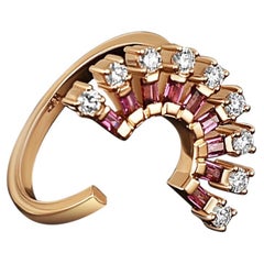 Amwaj Jewellery 18K Rose Gold Ring with Rhodolite and Round Cut Diamonds .