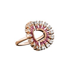 Amwaj Jewellery 18K Rose Gold Ring with Rhodolite  and Round Cut Diamonds .