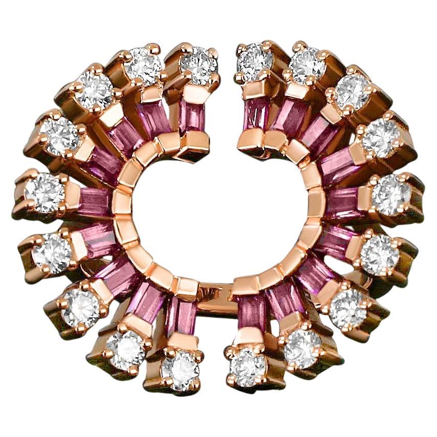 En venta: Anillo de oro rosa de 18 quilates con rodolita de Amwaj Jewellery  y Diamantes de talla redonda .