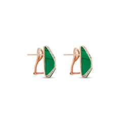 Amwaj Jewellery 18K Rose Gold with Malachite and Brilliant Diamond Earrings