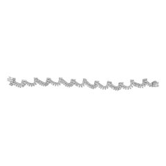 Amwaj Jewellery 18k White Gold Bracelet with Baguette and Round Cut Diamonds