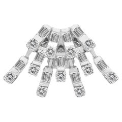 Amwaj Jewellery 18k White Gold Earring with Baguette and Round Cut Diamonds