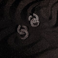 18k White Gold Hoop Earring with Baguette and Round Cut Diamonds