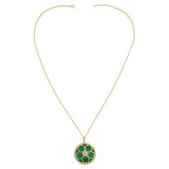 Amwaj Jewellery 18K Yellow Gold with Malachite and Brilliant Diamond Necklace