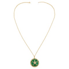 Amwaj Jewellery 18K Yellow Gold with Malachite and Brilliant Diamond Necklace