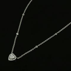 Amwaj Jewellery White Gold Heart Shape Pendant with Multi-Cut Diamonds