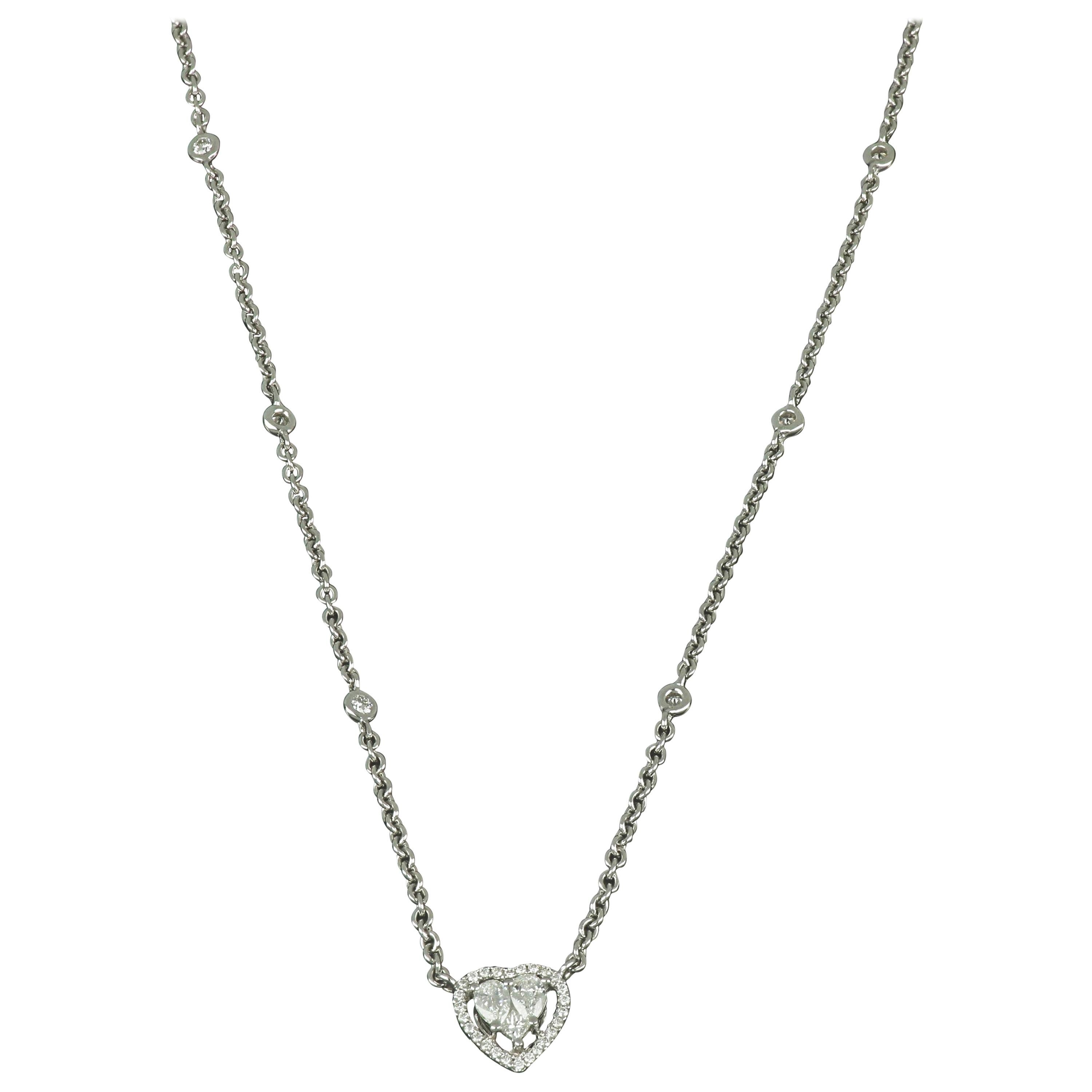 Amwaj Jewellery White Gold Heart Shape Pendant with Multi-Cut Diamonds For Sale