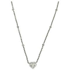 Amwaj Jewellery White Gold Heart Shape Pendant with Multi-Cut Diamonds