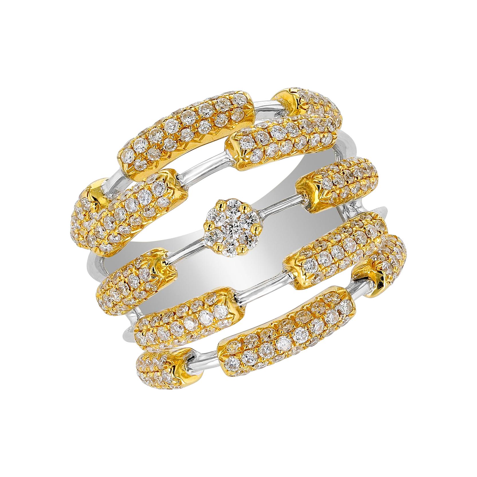 Amwaj Jewelry 18 Karat Yellow Gold and Diamond Ring For Sale