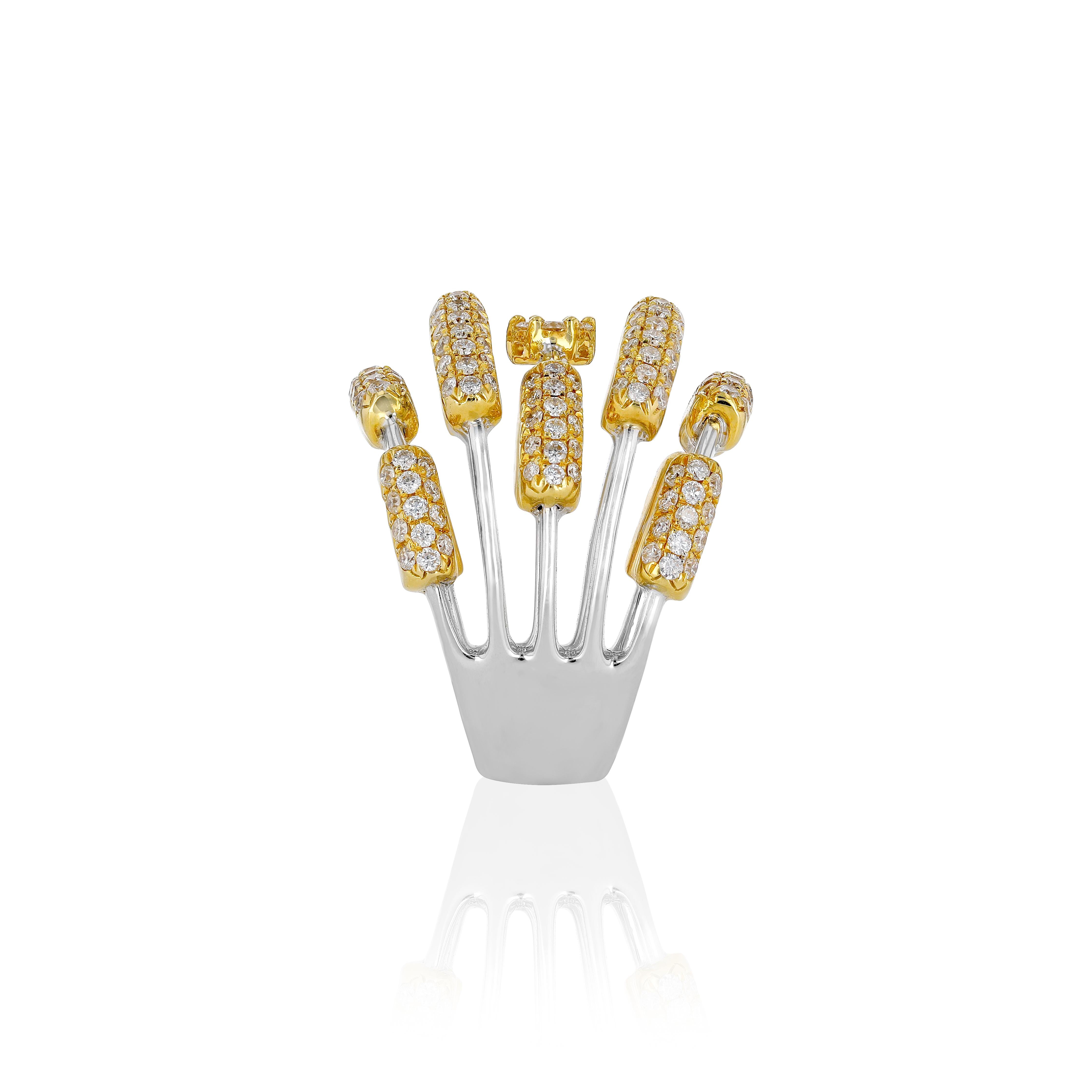 Contemporary Amwaj Jewelry 18 Karat Yellow Gold and Diamond Ring For Sale