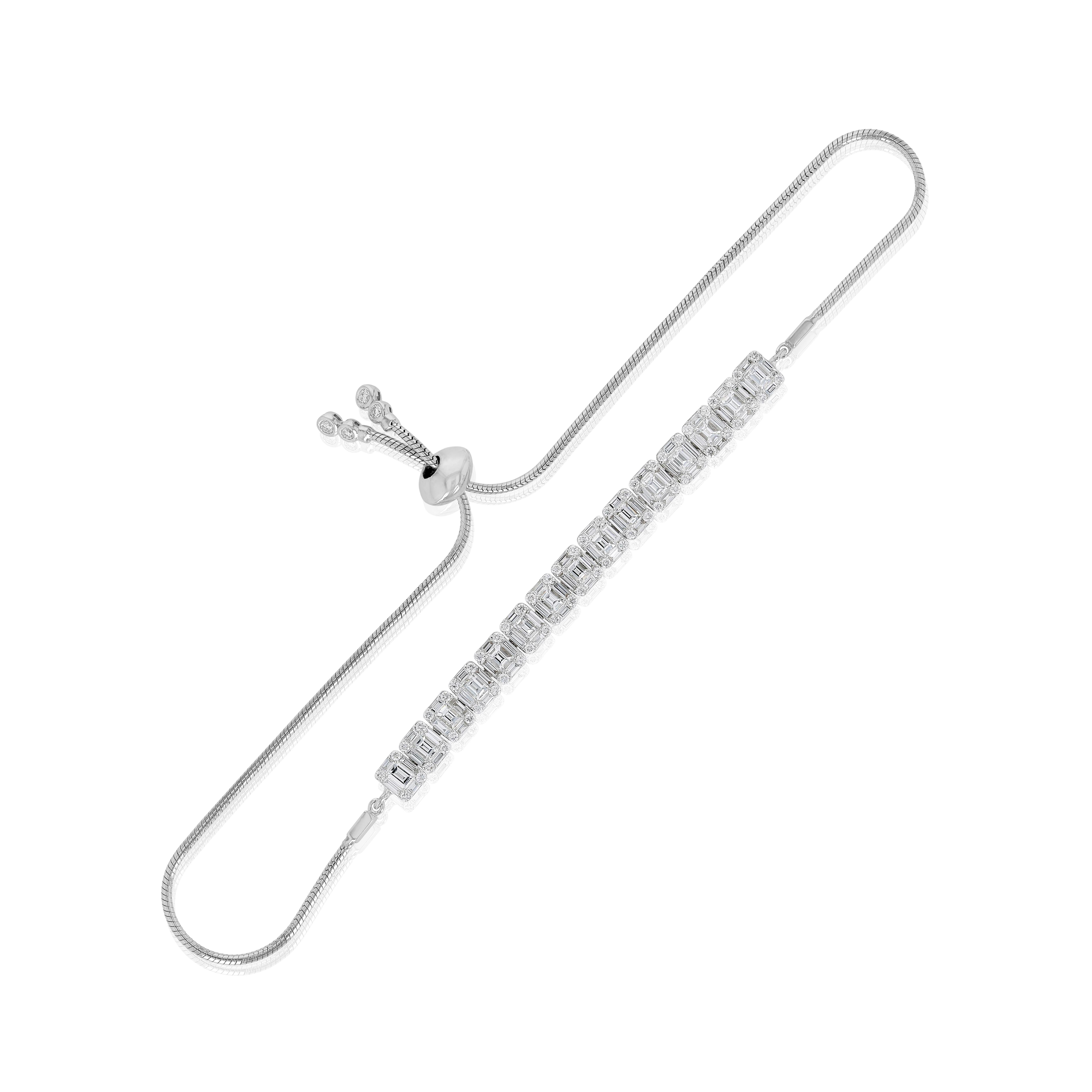 Armband aus Baguette-Diamanten im Rundschliff von Amwaj Jewelry (Moderne) im Angebot