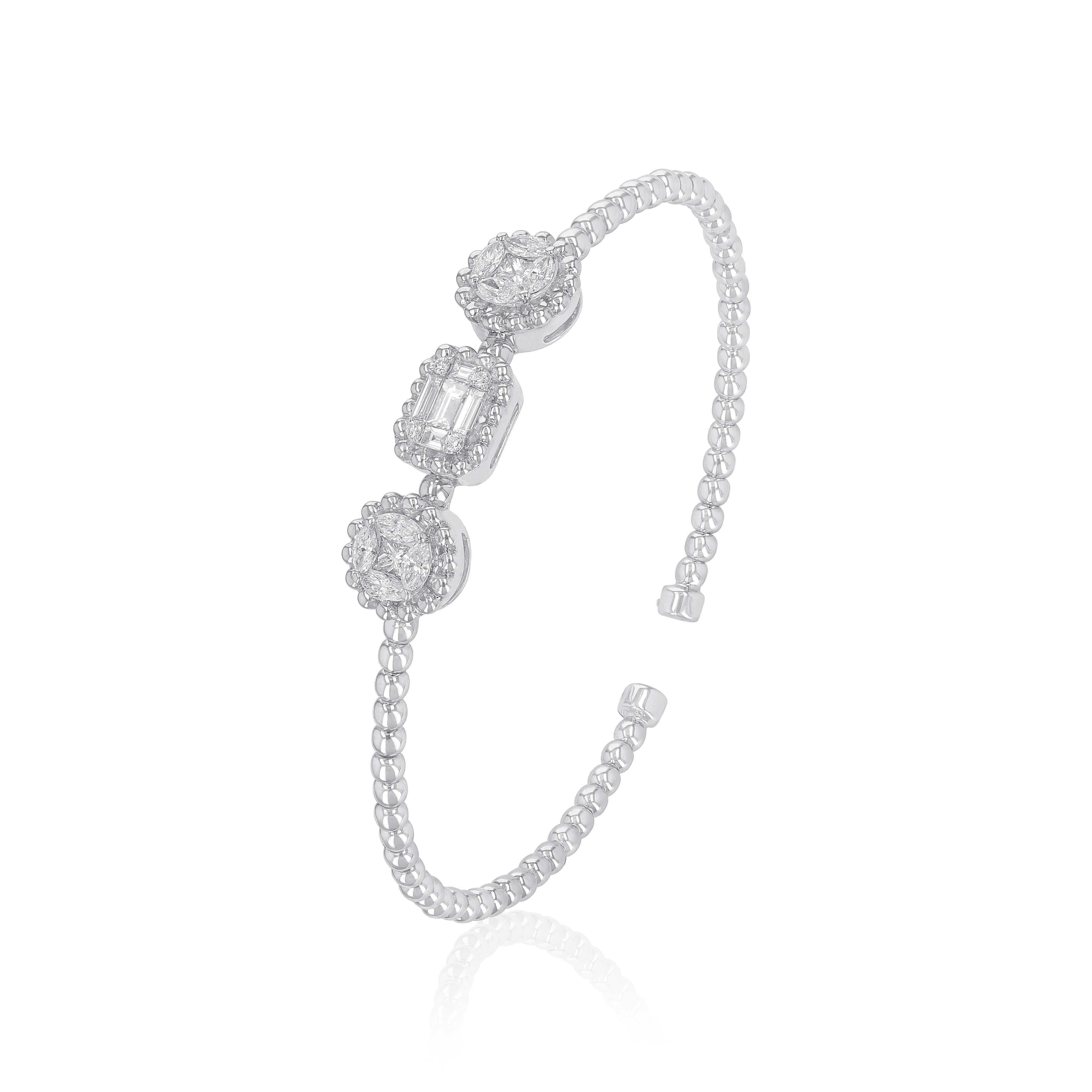 Modern Amwaj Jewelry Baguette and Round Cut Diamond Bracelet For Sale